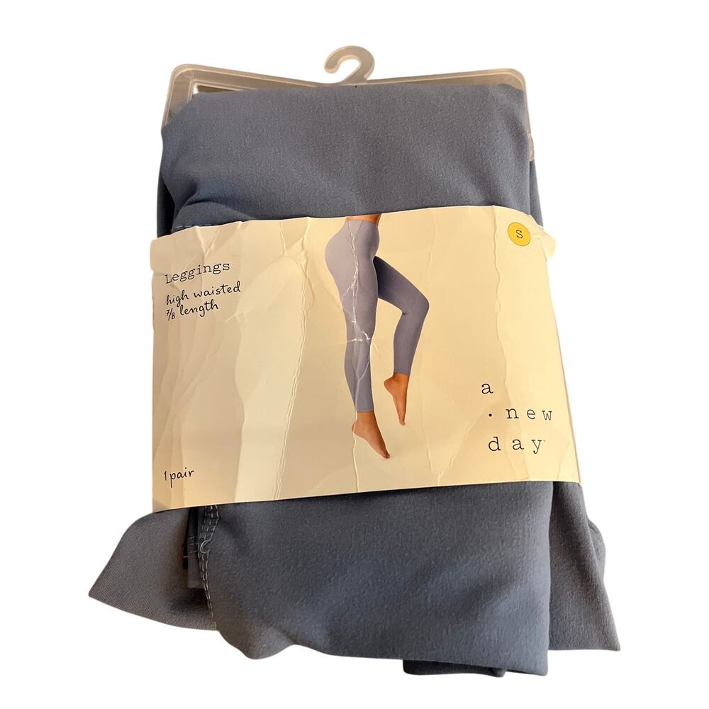 A New Day Womens Leggings Blue High Waisted 7/8 Length NWT Small (4-6)